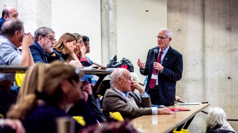 Nassau Community College President W. Hubert Keen speaks during a...