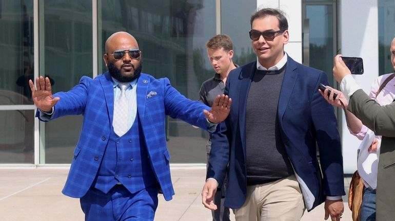 Rep. George Santos (R-Nassau/Queens) leaves the federal courthouse in Central Islip...