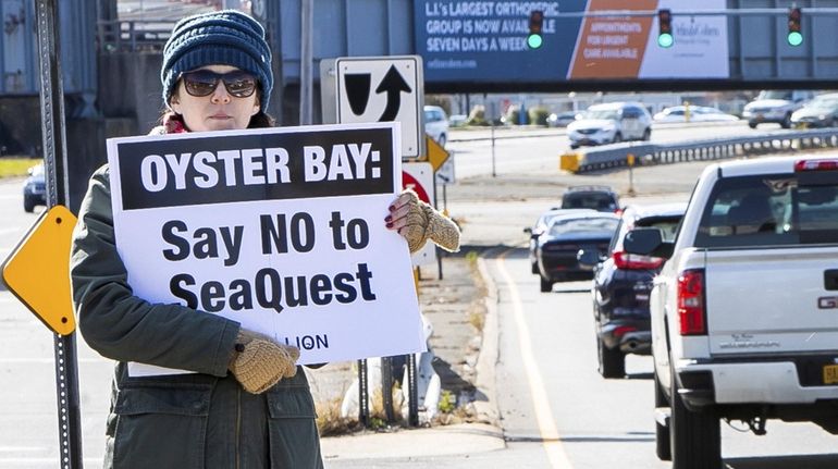 Kimberly Nye of Massapequa participates in a PETA protest on Nov....