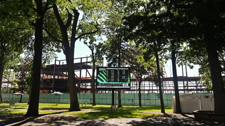 Construction continues on the Islanders' new arena on the grounds of...