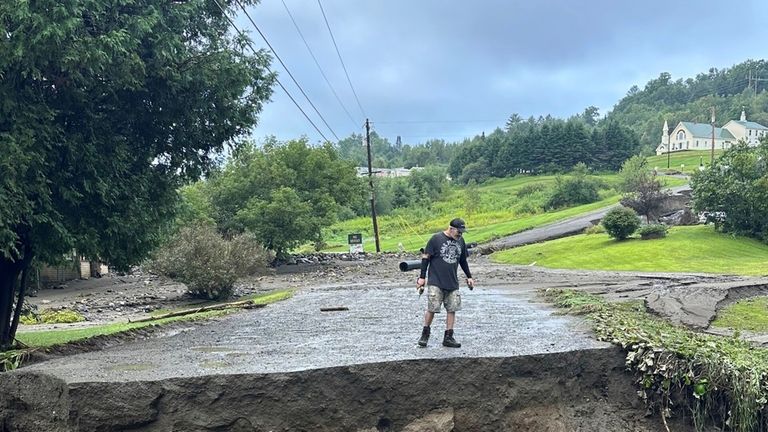 Damage from flash floods are seen on Tuesday, July 30,...