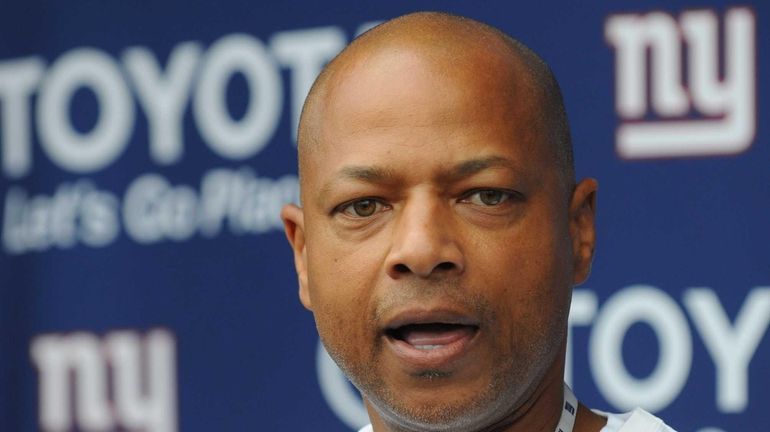 New York Giants general manager Jerry Reese speaks to the...