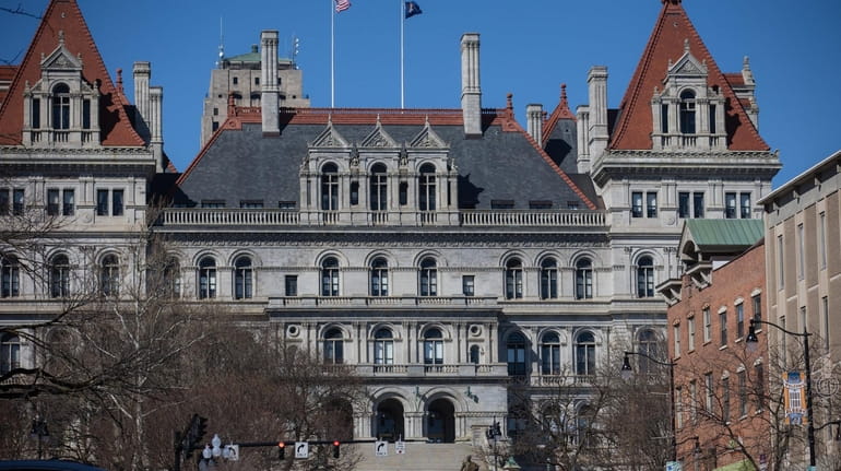 The New York State Capitol building is pictured on March...