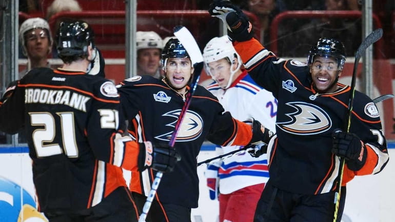 The New York Rangers take on the Anaheim Ducks in...