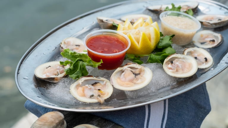 Littleneck clams are served on the half-shell at Kingston's Clam...