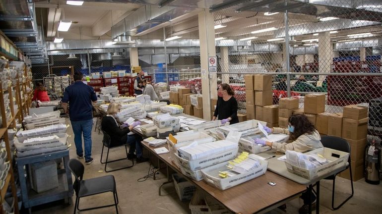 Ballots are sorted at the Nassau County Board of Elections...