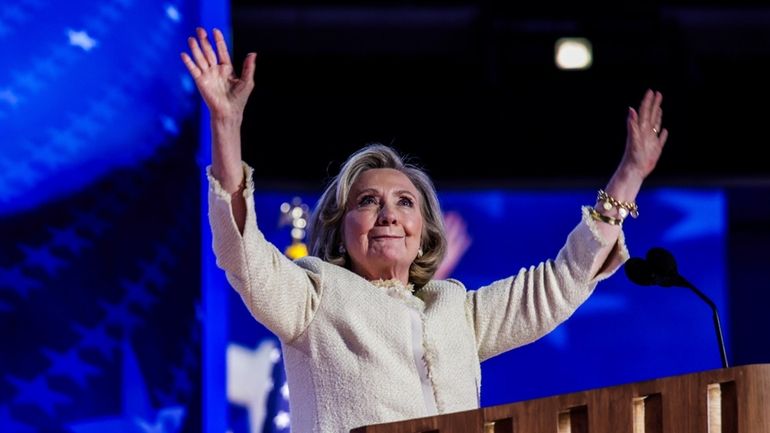 Former Secretary of State Hillary Clinton after her speech at...