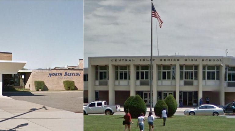 North Babylon High School, above, and Central Islip High School...