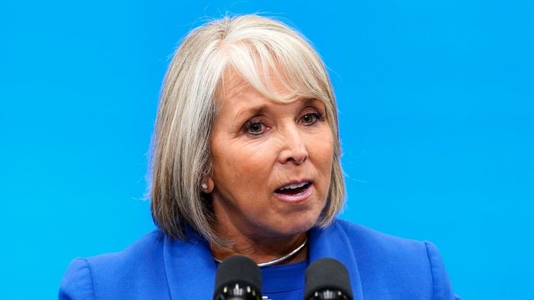 New Mexico Democratic Gov. Michelle Lujan Grisham speaks at Arcosa...