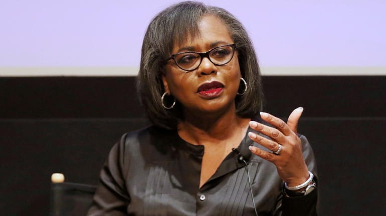 Anita Hill speaks at a discussion about sexual harassment and...