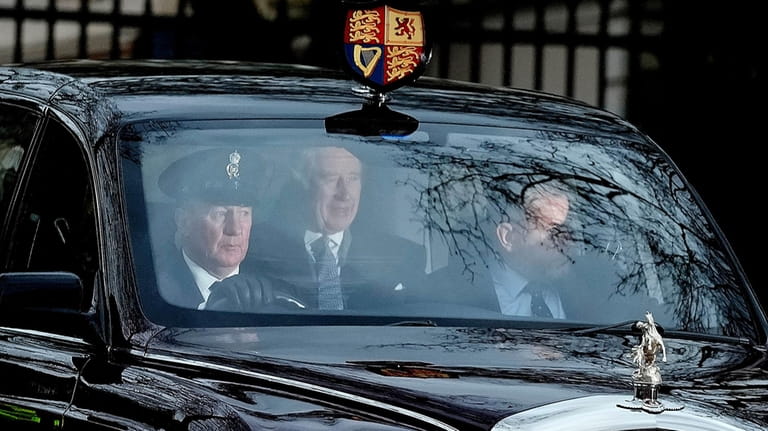King Charles III leaves Clarence House by car in London,...