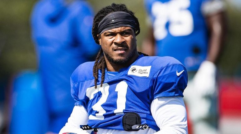 Devonta Freeman during Giants practice on Wednesday.