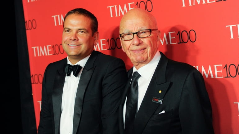 Lachlan Murdoch, left, and Rupert Murdoch attend the TIME 100...