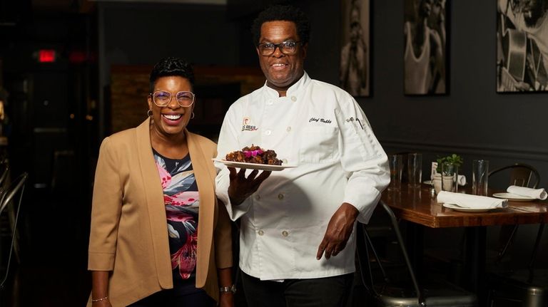 Owner Naala Royale-Holder and "chef Bobby" Shillingford Johns at Dunns...