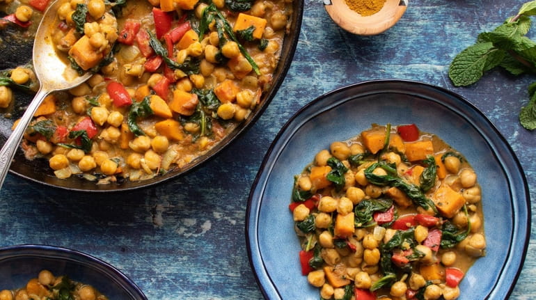 Chickpeas, sweet potato, coconut and readily available spice blends make...