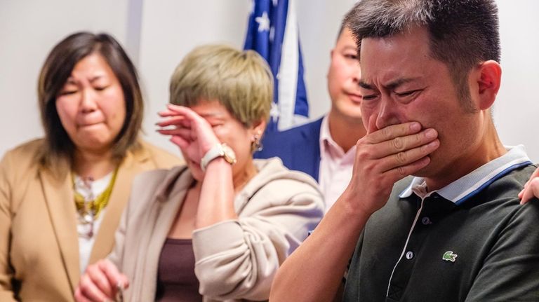 Vicky Chen, center, and Steven Chen, right, on Monday recall...