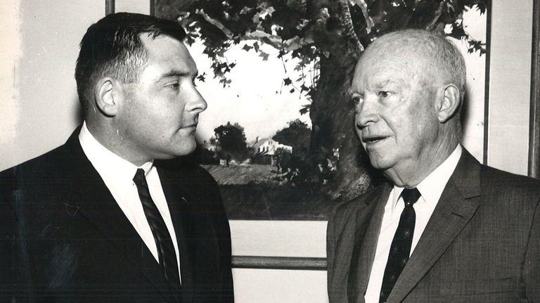 William J. Corbett with President Dwight D. Eisenhower at Gettysburg...