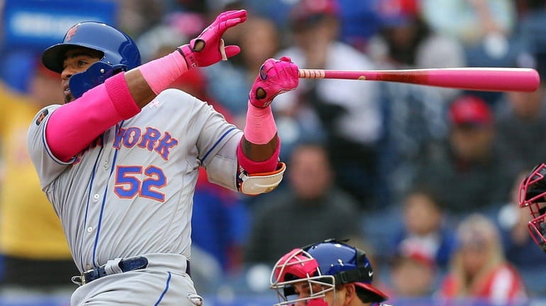 Yoenis Cespedes of the Mets hits a home run against...