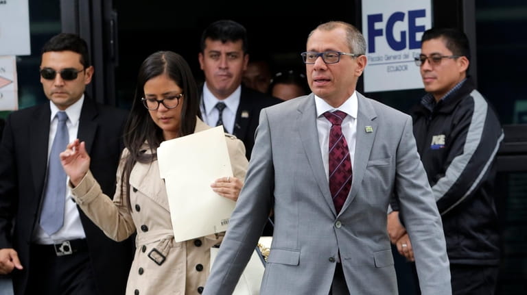 Ecuador's Vice President Jorge Glas leaves the General Attorney's Office...