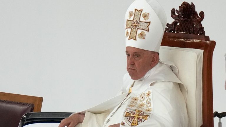 Pope Francis leads the holy mass at Gelora Bung Karno...