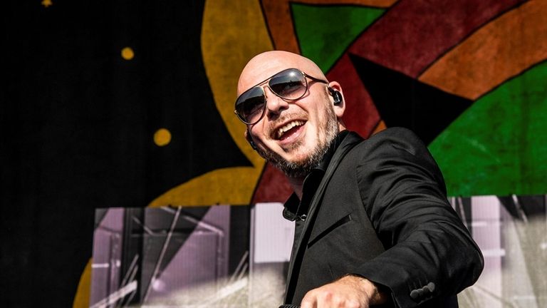 Pitbull at the 2019 New Orleans Jazz and Heritage Festival.