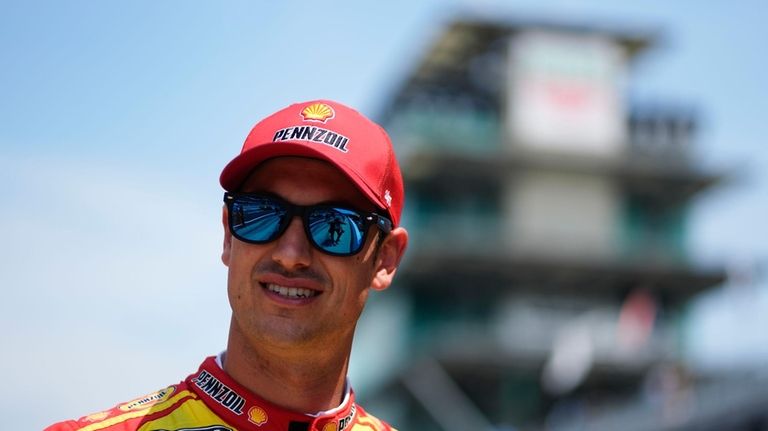 Joey Logano waits in pit lane during qualifications for the...