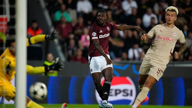 Sparta's Victor Olatunji scores his side's second goal during the...