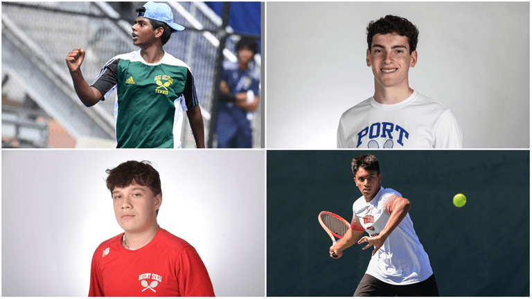 Clockwise, from top left: Harshith Pennabadi of Ward Melville, Reed Paltrow of...