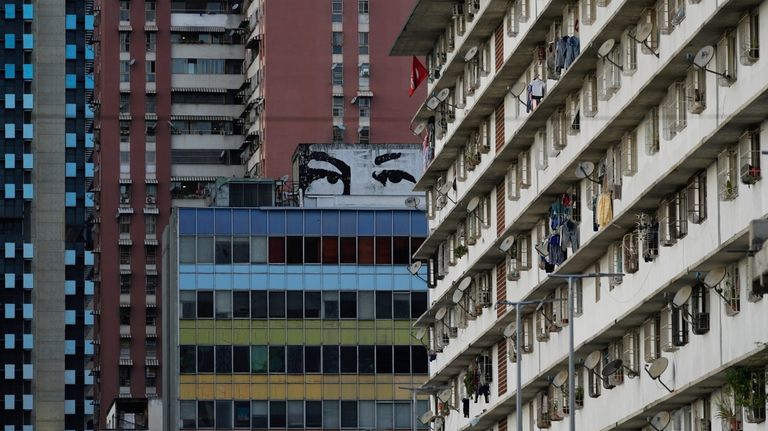 A mural depicts "Chavez's eyes," a design based on the...