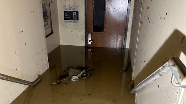 The Smithtown Library was damaged by floodwaters in interior and...