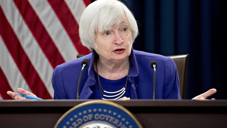 Federal Reserve Chair Janet Yellen during a news conference in...