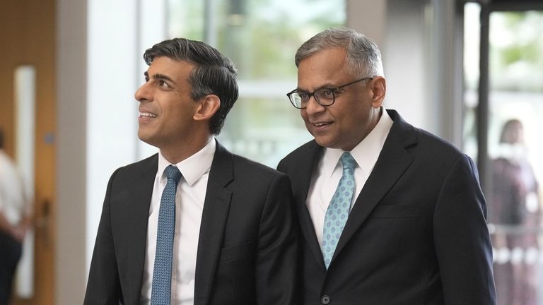 Britain's Prime Minister Rishi Sunak, left, and the Chairman of...