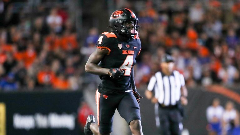 Oregon State defensive back Jaden Robinson (4) plays during the...