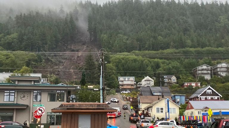 The aftermath of a deadly landslide is seen in Ketchikan,...