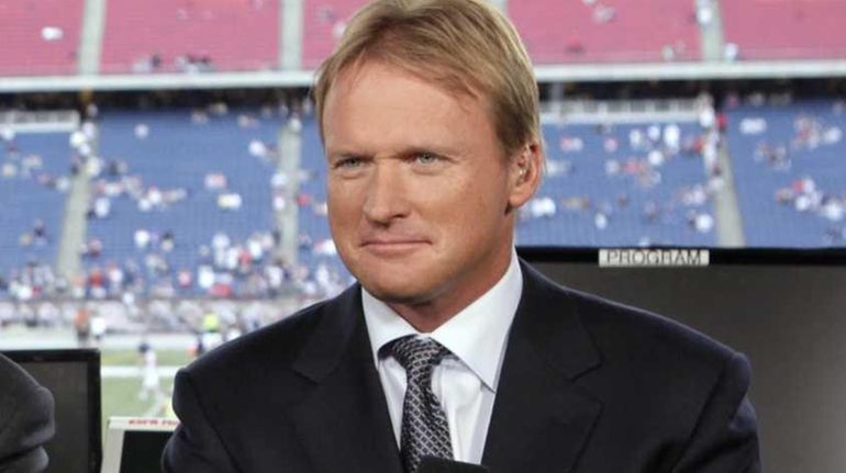 ESPN broadcaster Jon Gruden is shown before an NFL football...