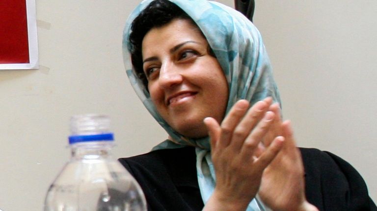 Prominent Iranian human rights activist Narges Mohammadi is seen in...