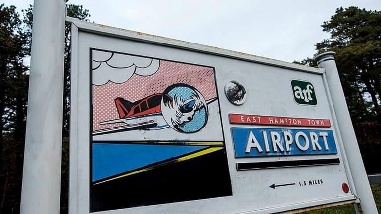The East Hampton Airport signage in East Hampton, Saturday, Nov....