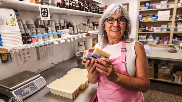 Angela Carillo in her home soap-making studio.