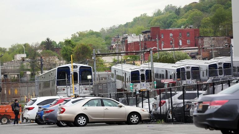 A fleet of M9s parked at the Kawasaki Rail facility in Yonkers...