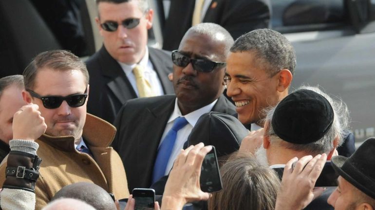 President Barack Obama, arrives at JFK airport Friday afternoon as...