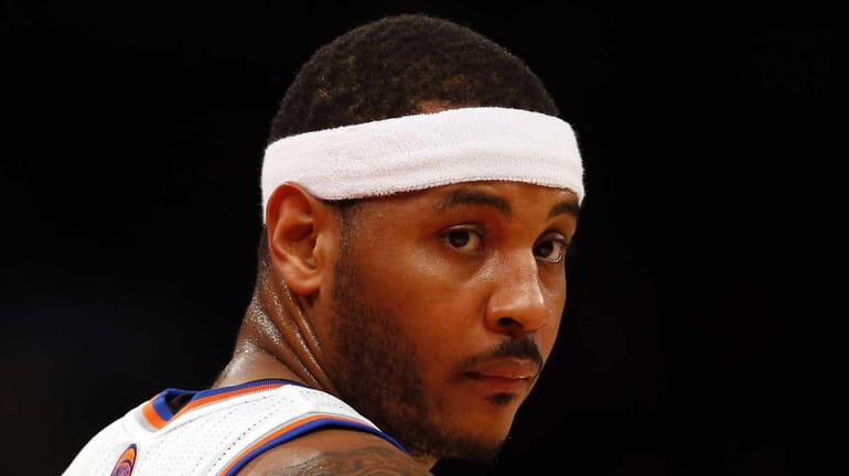 Carmelo Anthony looks on during a game against the Atlanta...