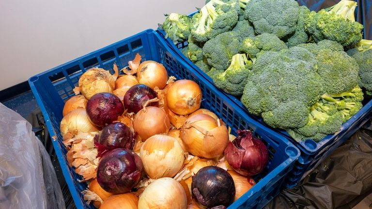 Onions and broccoli were among the produce available Friday.