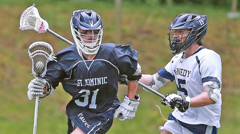 St. Dominic’s Landon Silverstein scored four goals and had one...