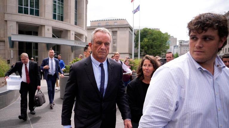 Independent presidential candidate Robert F. Kennedy Jr., leaves the Pennsylvania...