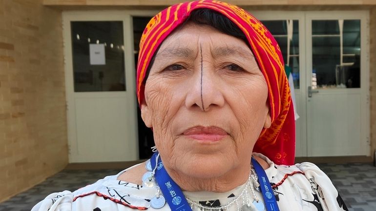 Briseida Iglesias, an indigenous tribes leader from Panama, poses for...