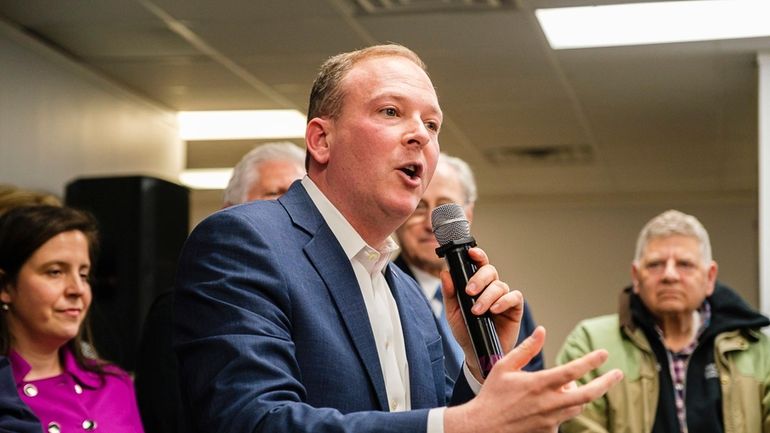 Lee Zeldin speaks at a rally in support of Mazi...