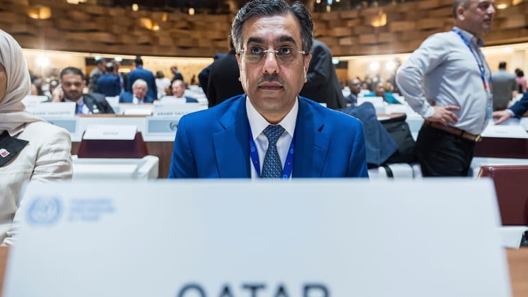 Qatari Minister of Labour, Ali bin Samikh Al Marri, chair...