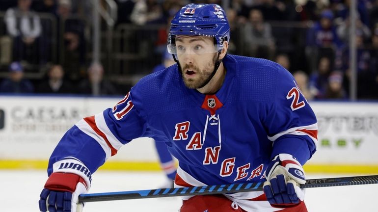 Barclay Goodrow of the Rangers skates against the Stars at...