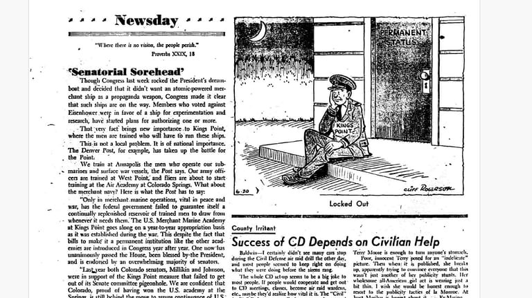 The Newsday editorial and cartoon from June 20, 1955.