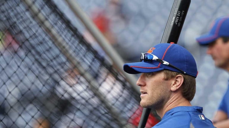 Jason Bay stands during batting practice before the Mets game...